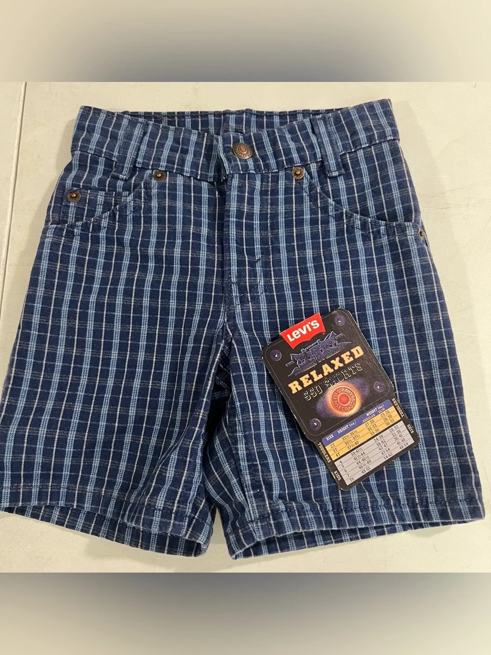 Vintage Little Levis 550 Relaxed Fit Shorts Kids Size 3 Blue USA Made Orange Tab